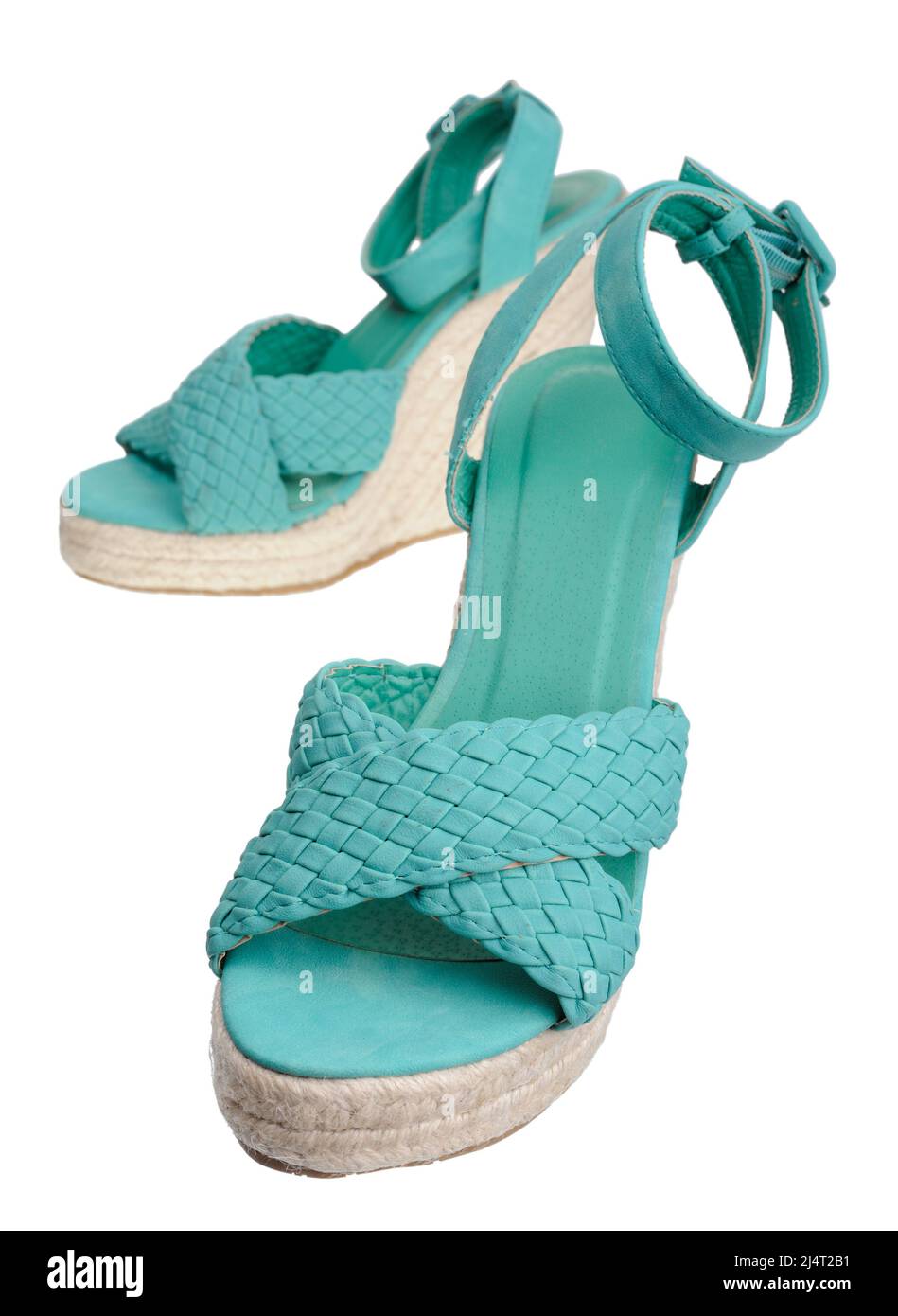 Paire de chaussures d'été légères pour femme, isolées sur fond blanc Banque D'Images