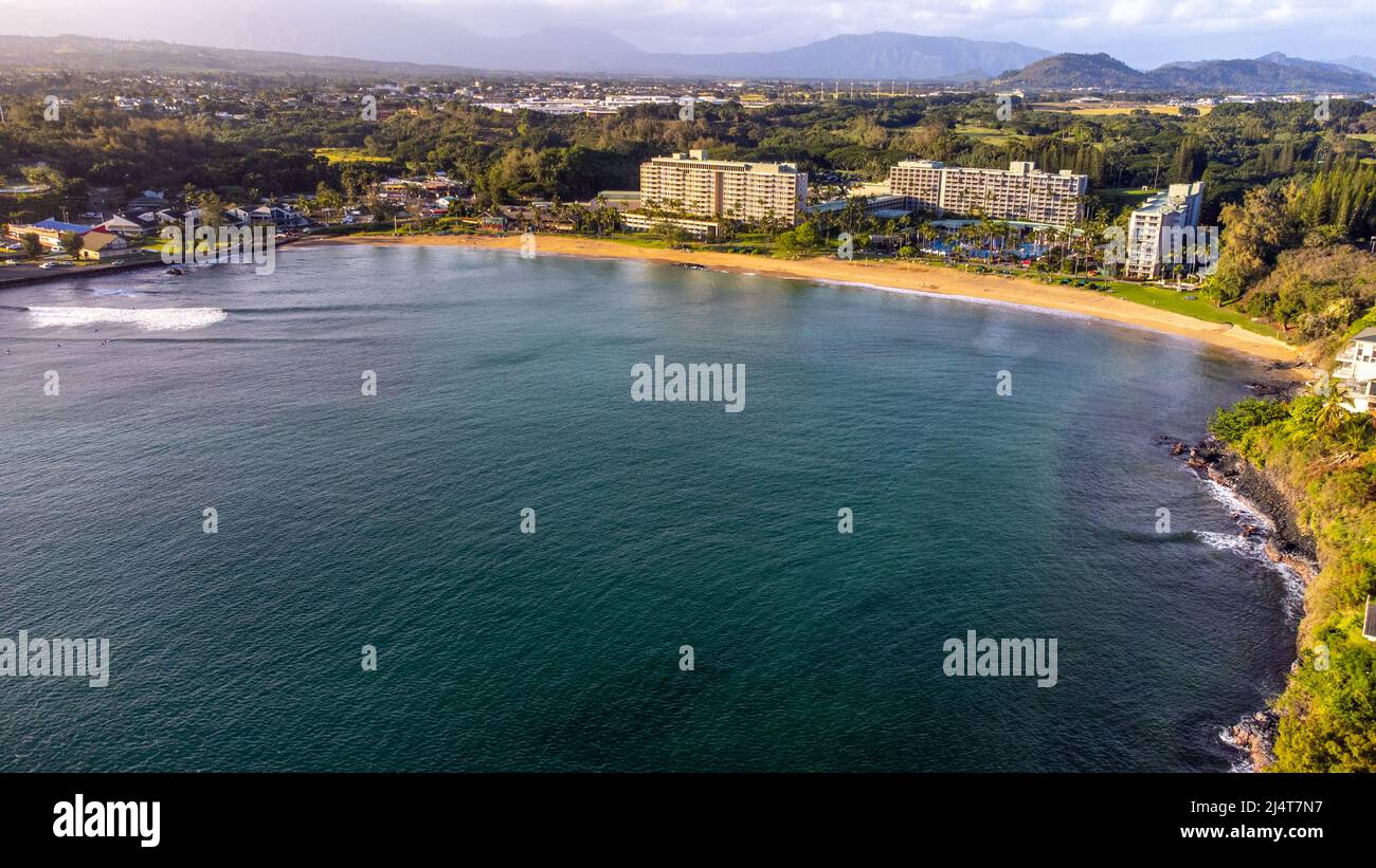 Plage de Kalapaki, Club de plage de Marriott Kaua'i, Lihue, Kauai, Hawai Banque D'Images