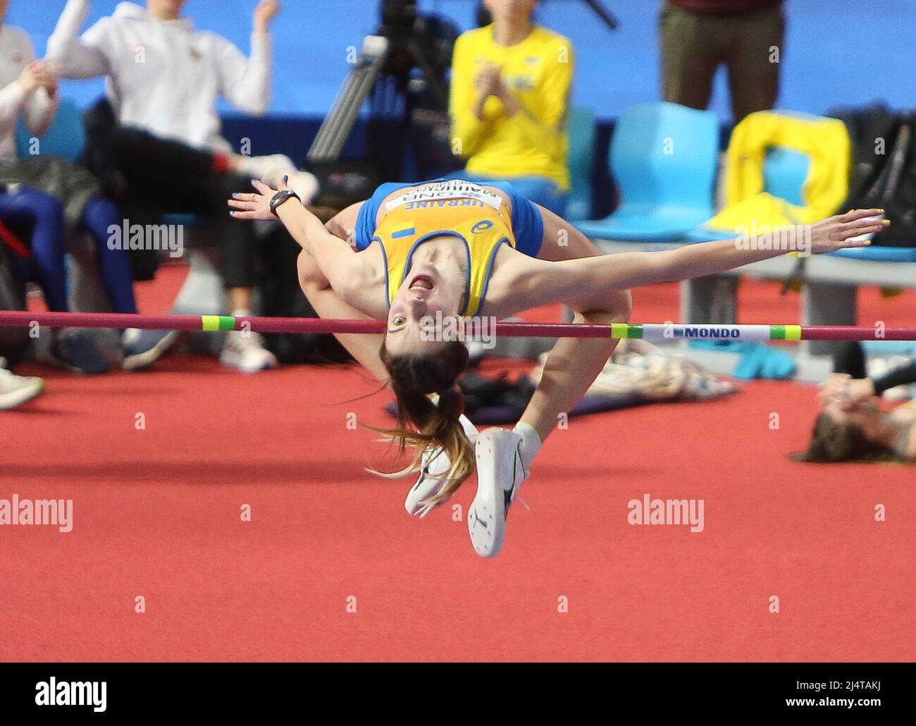 Yaroslava MAHUCHIKH d'Ukraine finale High Jump Women lors des Championnats du monde d'athlétisme en salle 2022 le 19 mars 2022 à Stark Arena à Belgrade, Serbie - photo Laurent Lairys / DPPI Banque D'Images