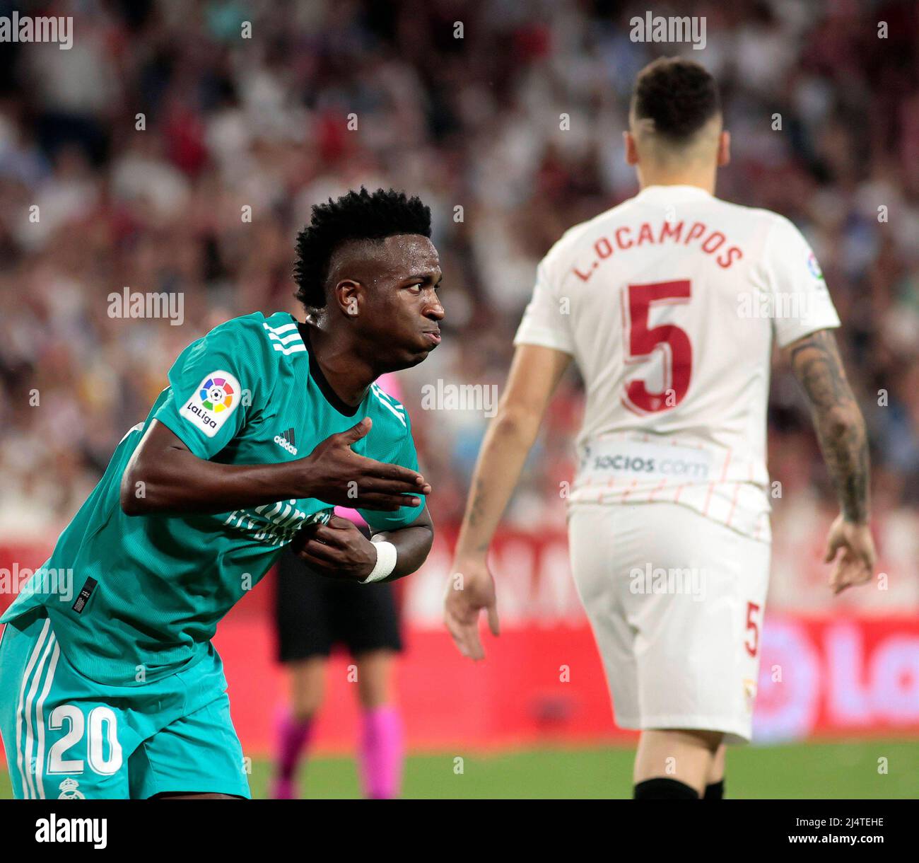 Séville, Espagne. 17th avril 2022. La Liga Spanish la Liga football Match Sevilla vs Real Madrid au Ramon sanchez Pizjuan Stadium, Sevilla 17 avril, 2022 Vinicius 900/Cordin Press Credit: CORDIN PRESS/Alay Live News Banque D'Images