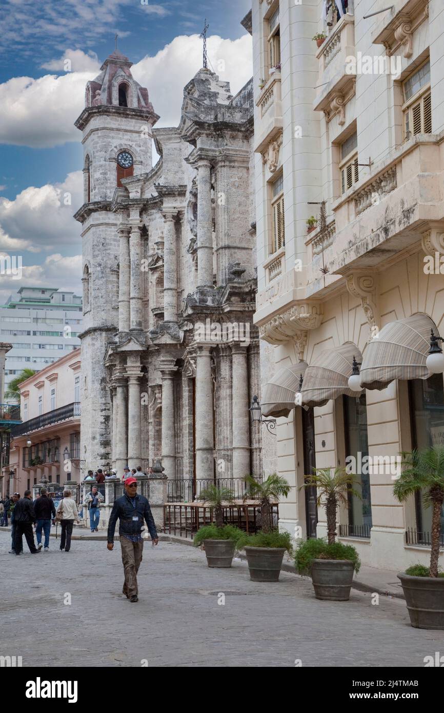 Cuba, la Havane. Cathédrale San Cristobal, cathédrale Saint-Christophe, terminée en 1777. Banque D'Images