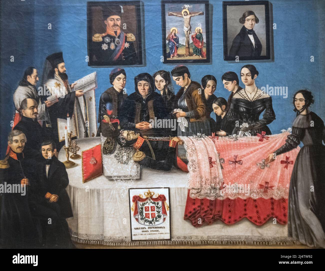 Jovan Isajlovic le plus jeune: 'La mort du prince Milan' (1839) Banque D'Images