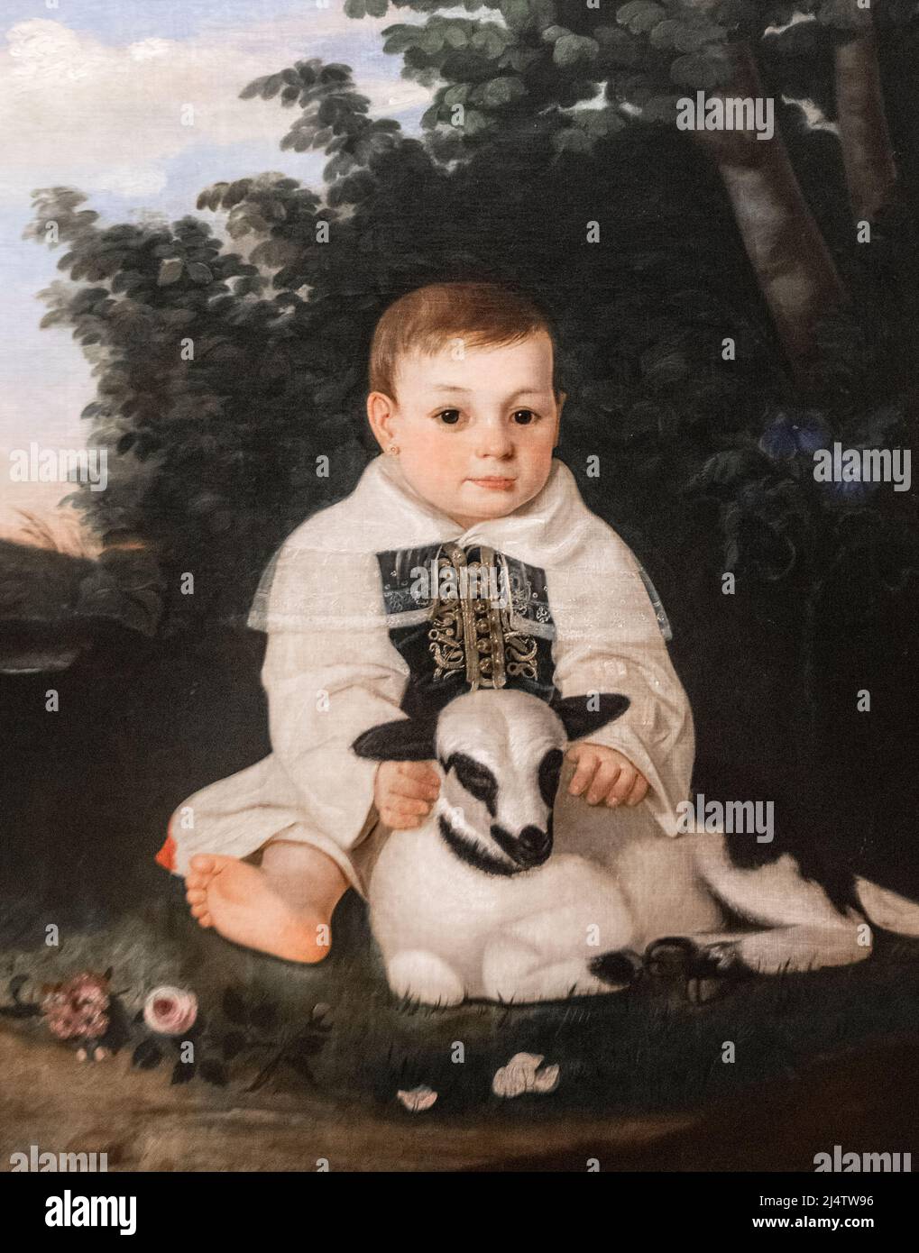 Jovan Popovic: 'Enfant avec un agneau' (1846) Banque D'Images