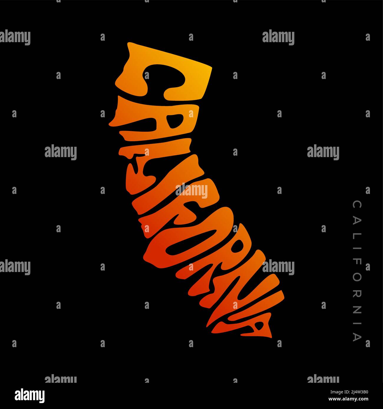 Typographie des cartes de Californie. Typographie de la carte de l'État de Californie. Lettrage californien. Illustration de Vecteur