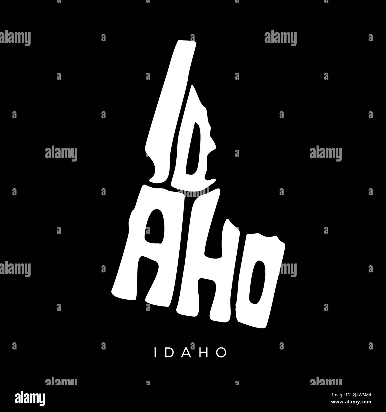 Typographie de la carte d'état de l'Idaho. Typographie des cartes de l'Idaho. Lettrage Idaho. Illustration de Vecteur
