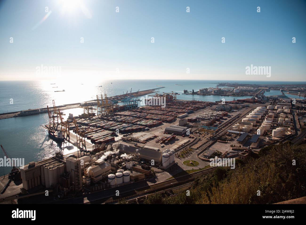 Terminaux du port de cargaison de Barcelone Transports et installations aux quais. Banque D'Images