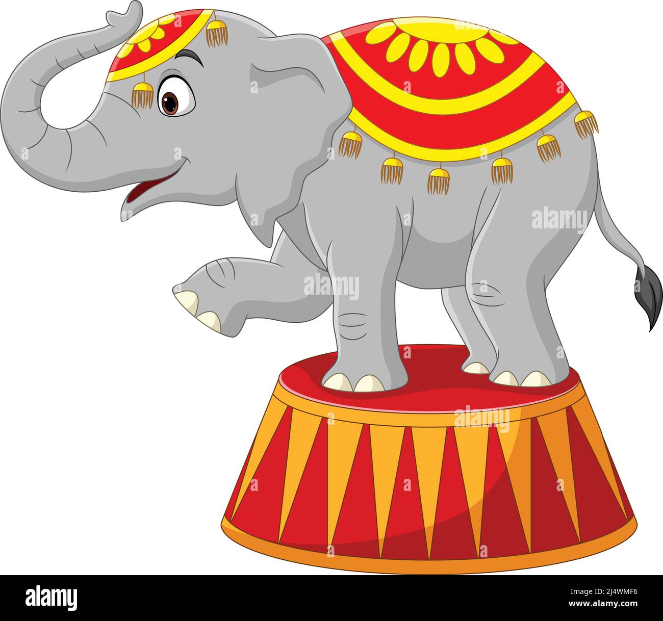 Caricature drôle de cirque éléphant sur le podium Illustration de Vecteur