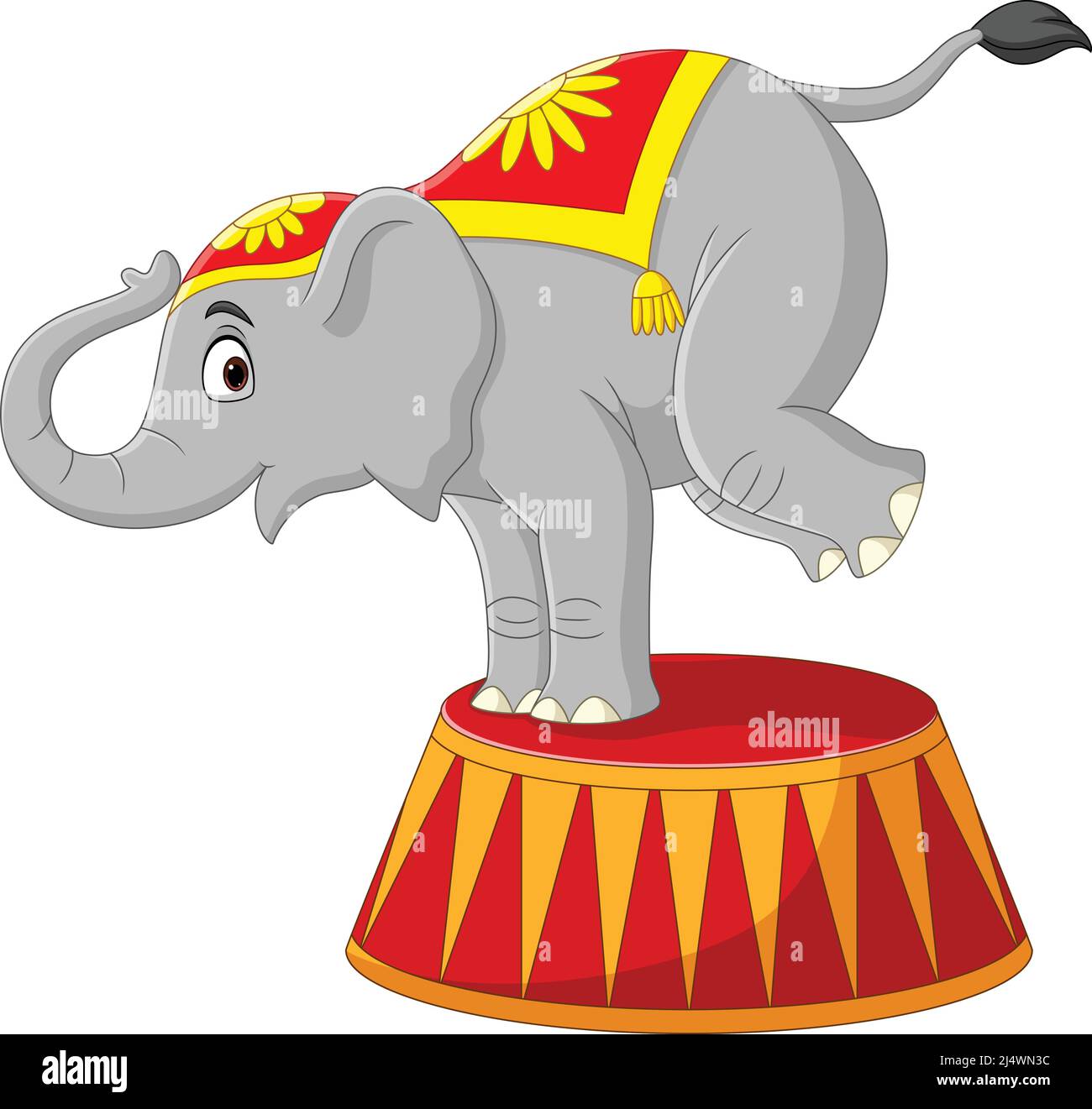 Caricature drôle de cirque éléphant sur le podium Illustration de Vecteur