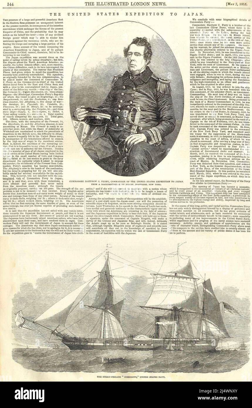 Illustrated London News, 7 mai 1853. Il rapporte l'expédition du commodore américain Matthew C. Perry au Japon. Collecte privée de l'emplacement Banque D'Images