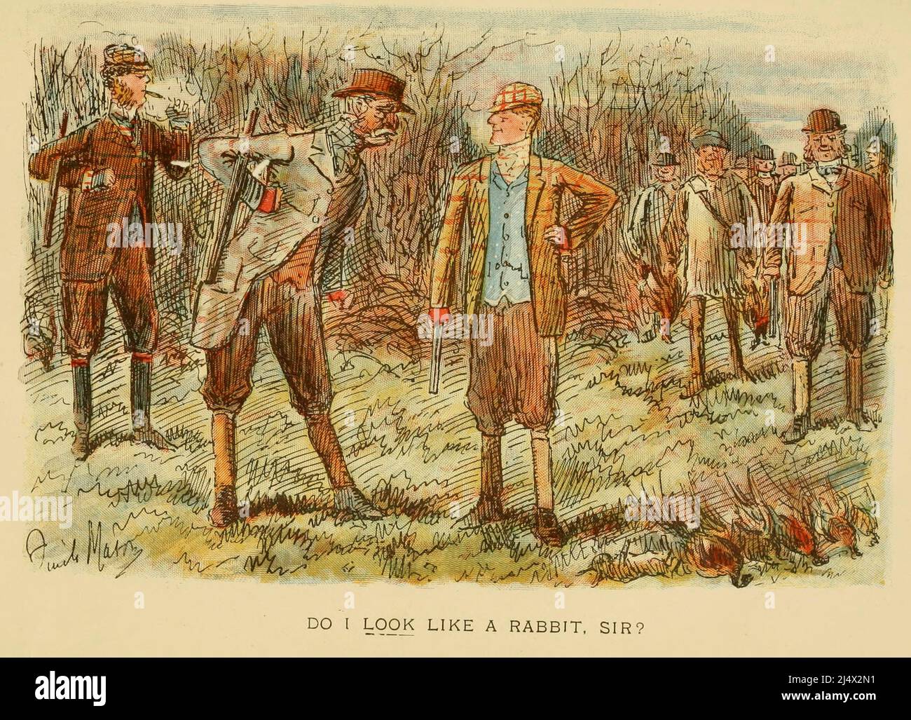 Est-ce que je RESSEMBLE À un lapin, monsieur? Illustration humoristique de caricature du livre ' The Tame Fox : and other sketches ' by (George) Finch Mason, Date de publication 1896 London : Hurst and Blackett Banque D'Images