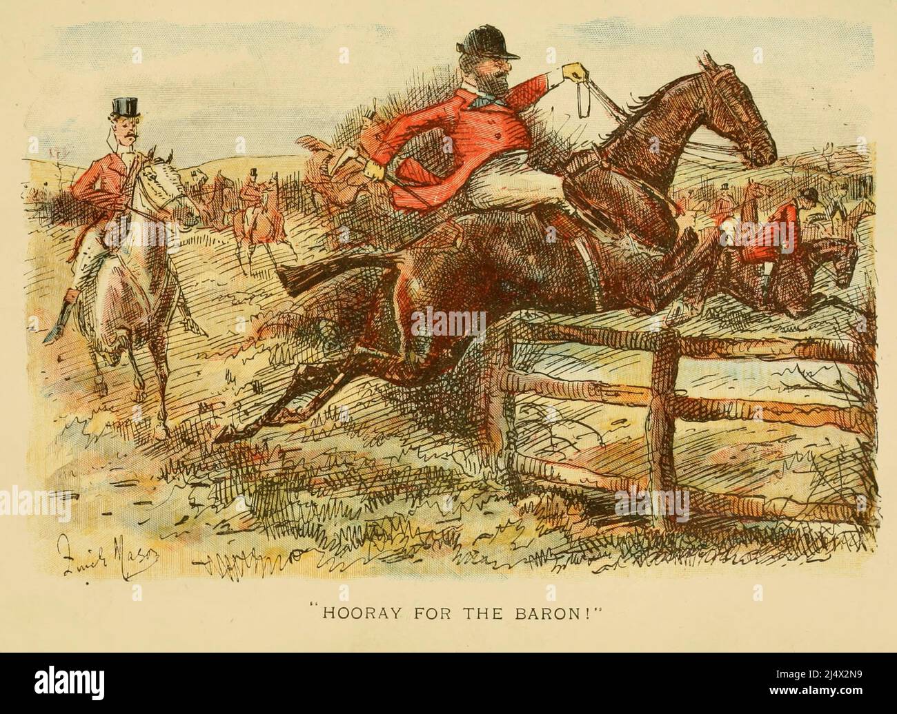 Hooray pour le Baron illustration caricature humoristique du livre ' The Tame Fox : and other sketches ' par (George) Finch Mason, Date de publication 1896 Londres : Hurst et Blackett Banque D'Images