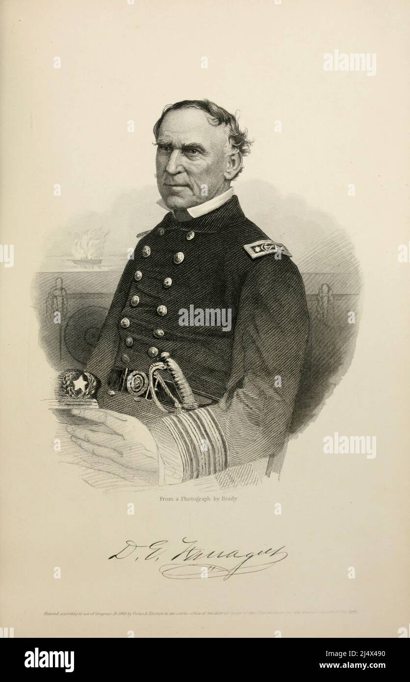 PORTRAIT DE L'AMIRAL FARRAGUT du livre The Great civil War : a history of the late rebellion : with biographies of Leading Statesters and distinguished naval and militaire commandants, etc. Par Robert Tomes, 1817-1882 Editeur New York : Virtue and Yorston 1865-1867 Banque D'Images