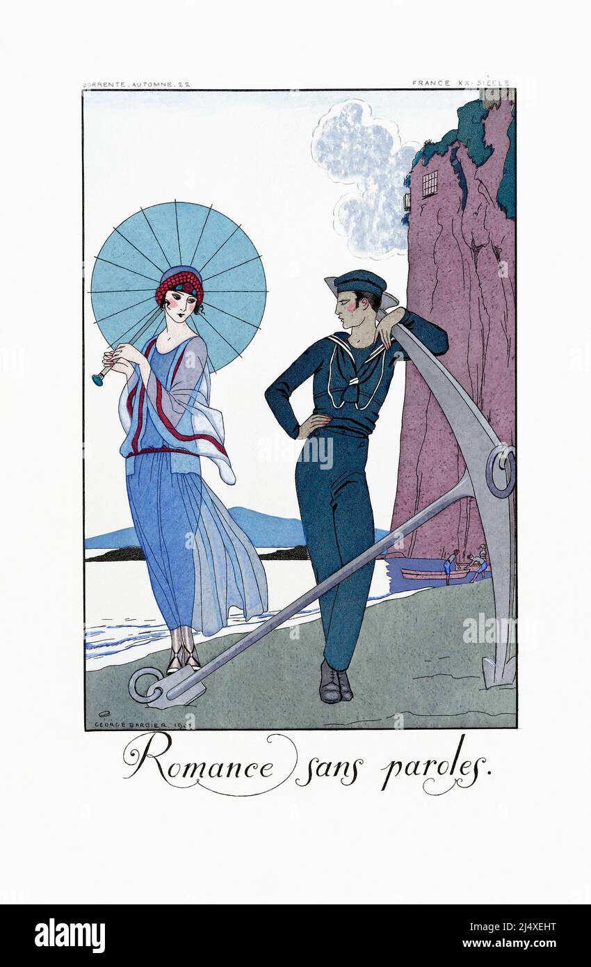 Romance sans paroles. Romance sans mots. De l'almanach de George Barbier Falbales et Fanfalluches 1922 - 1926. Après une œuvre de l'illustrateur français George Barbier, 1882 - 1932. Banque D'Images