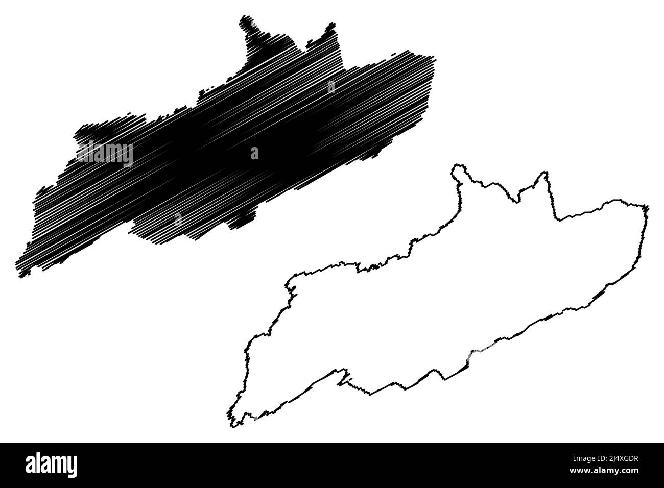 Illustration vectorielle de la carte de l'île de Valentia (République d'Irlande), esquisse griffée carte de l'île de Dairbhre Illustration de Vecteur