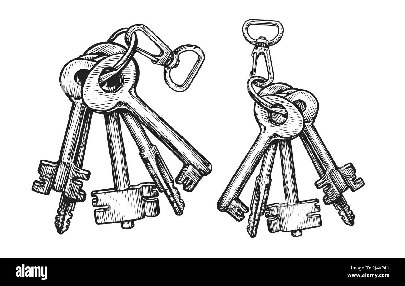Ensemble de clés dans le style d'esquisse. Illustration vectorielle vintage Illustration de Vecteur