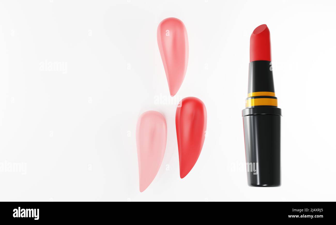 3d rendu. nuance de rouge à lèvres cosmétique. 3d illustration verticale Banque D'Images