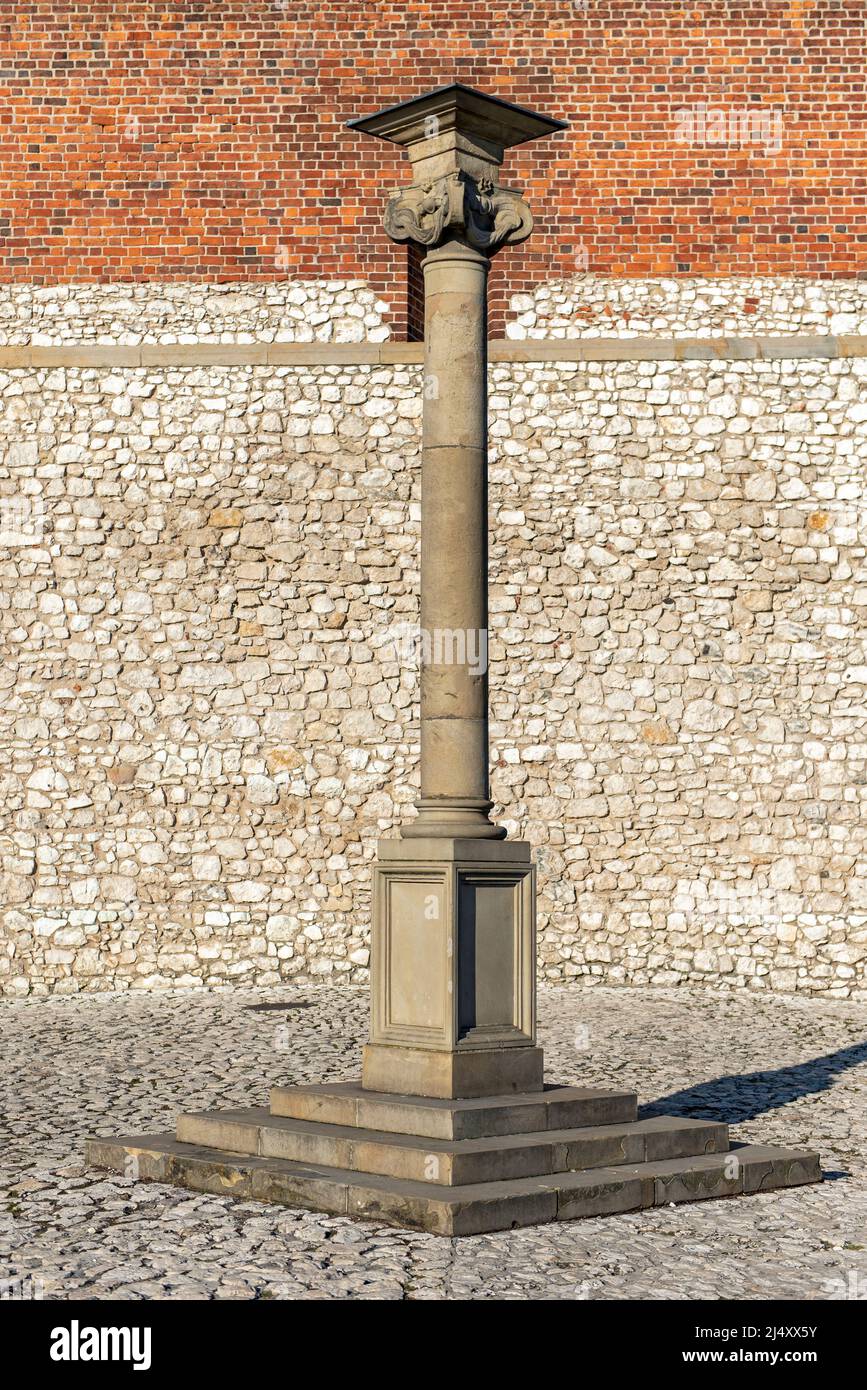 Colonne, Château royal de Wawel, Cracovie, Pologne Banque D'Images