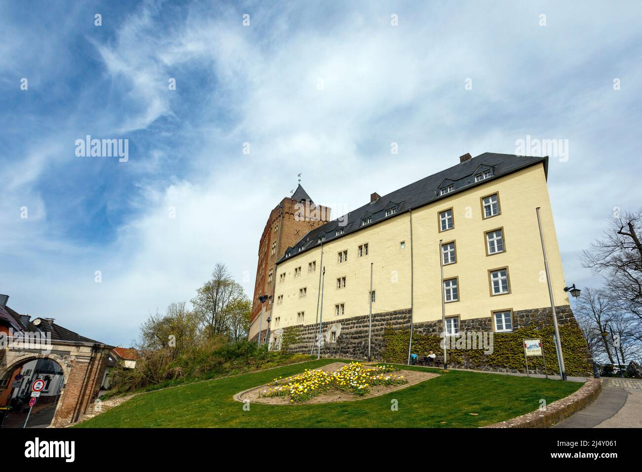 Schwanenburg sur le Schloßberg à Kleve, à la fois un musée et un tribunal régional et de district Banque D'Images