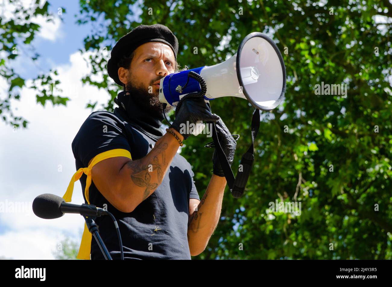 Les vies noires comptent pour protester à Londres Banque D'Images