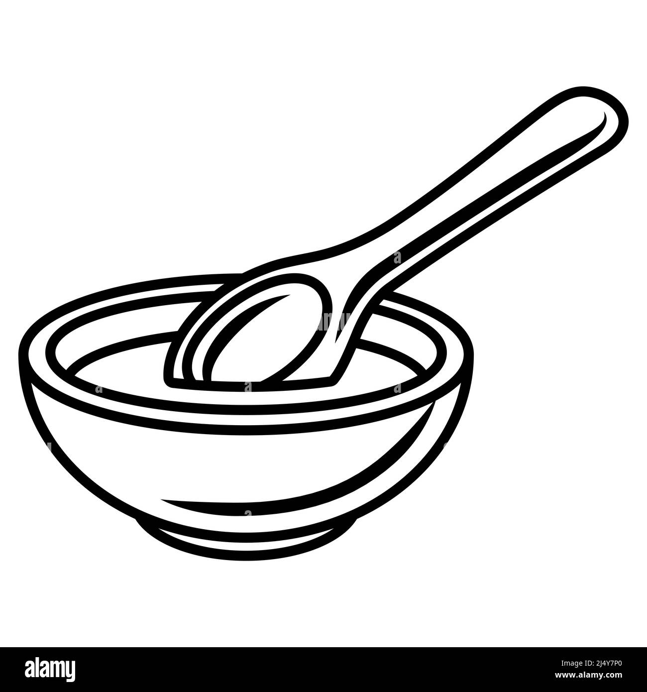 Illustration d'un bol avec sauce. Cuisine et restaurant stylisés. Illustration de Vecteur