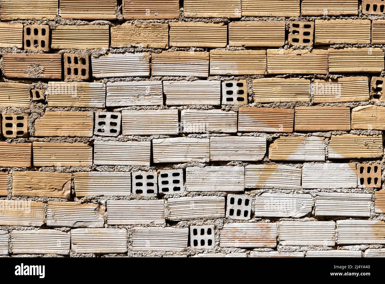 Mur de briques creuses Banque D'Images