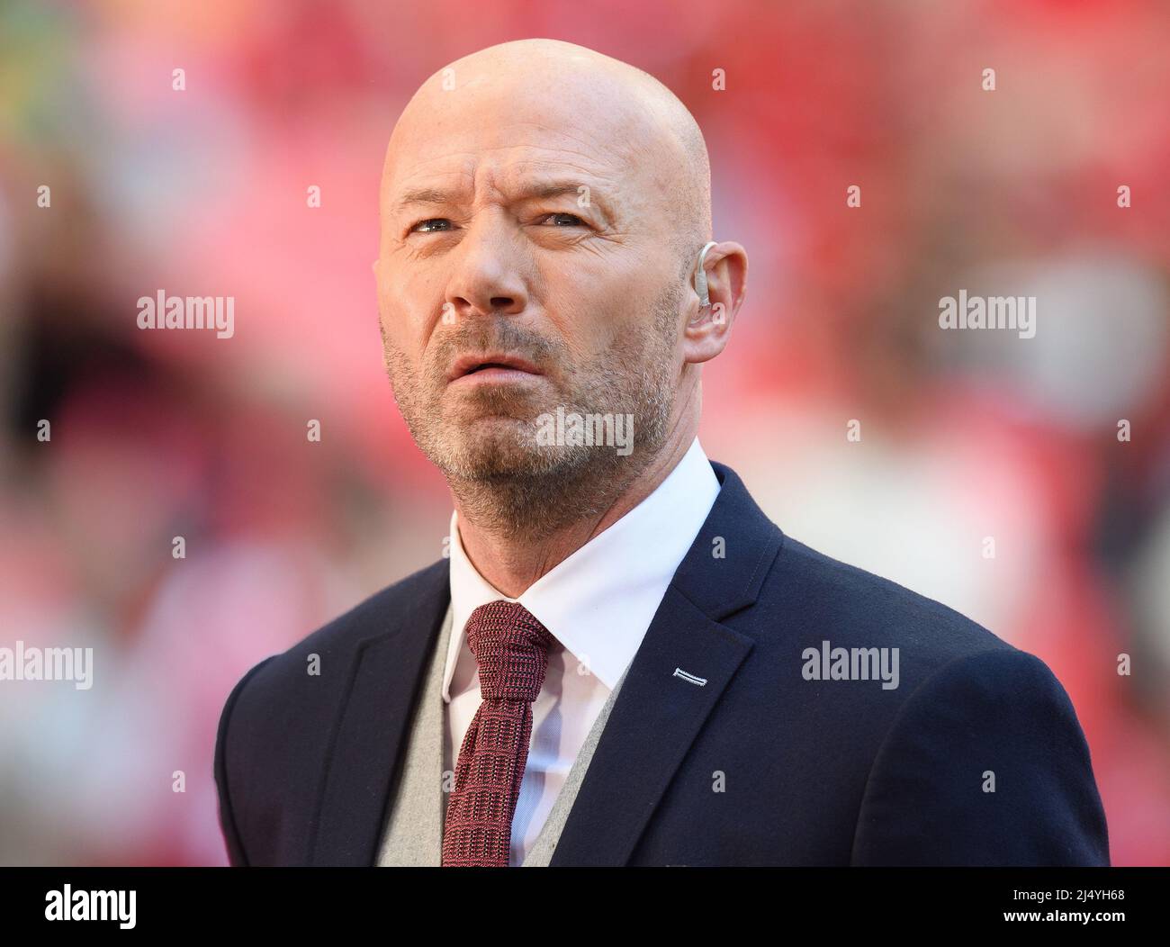 16 avril 2022 - Manchester City / Liverpool - Emirates FA Cup - semi final - Wembley Stadium TV football présentateur et le pundit Alan Shearer pendant la demi-finale de la FA Cup à Wembley. Crédit photo : © Mark pain / Alamy Live News Banque D'Images