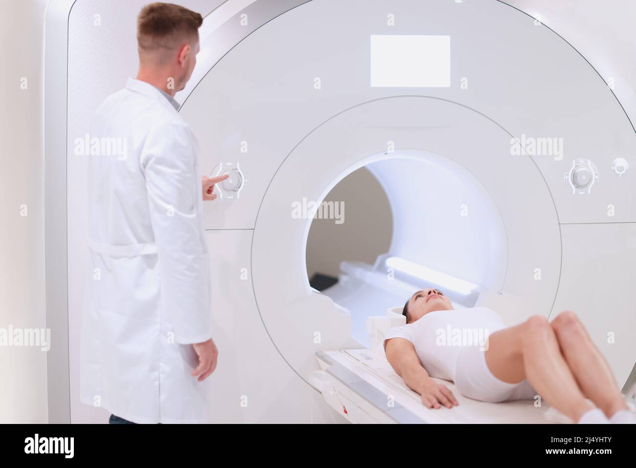 Gros plan sur la tomodensitométrie médicale ou le scanner IRM Banque D'Images