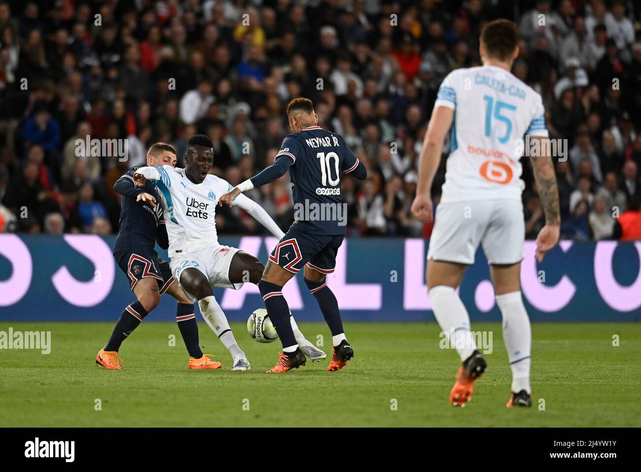 Julien Mattia / le Pictorium - PSG - Olympique de Marseille - 17/04/2022 - France / Ile-de-France (région) / Paris - Neymar Jr pendant le match Banque D'Images