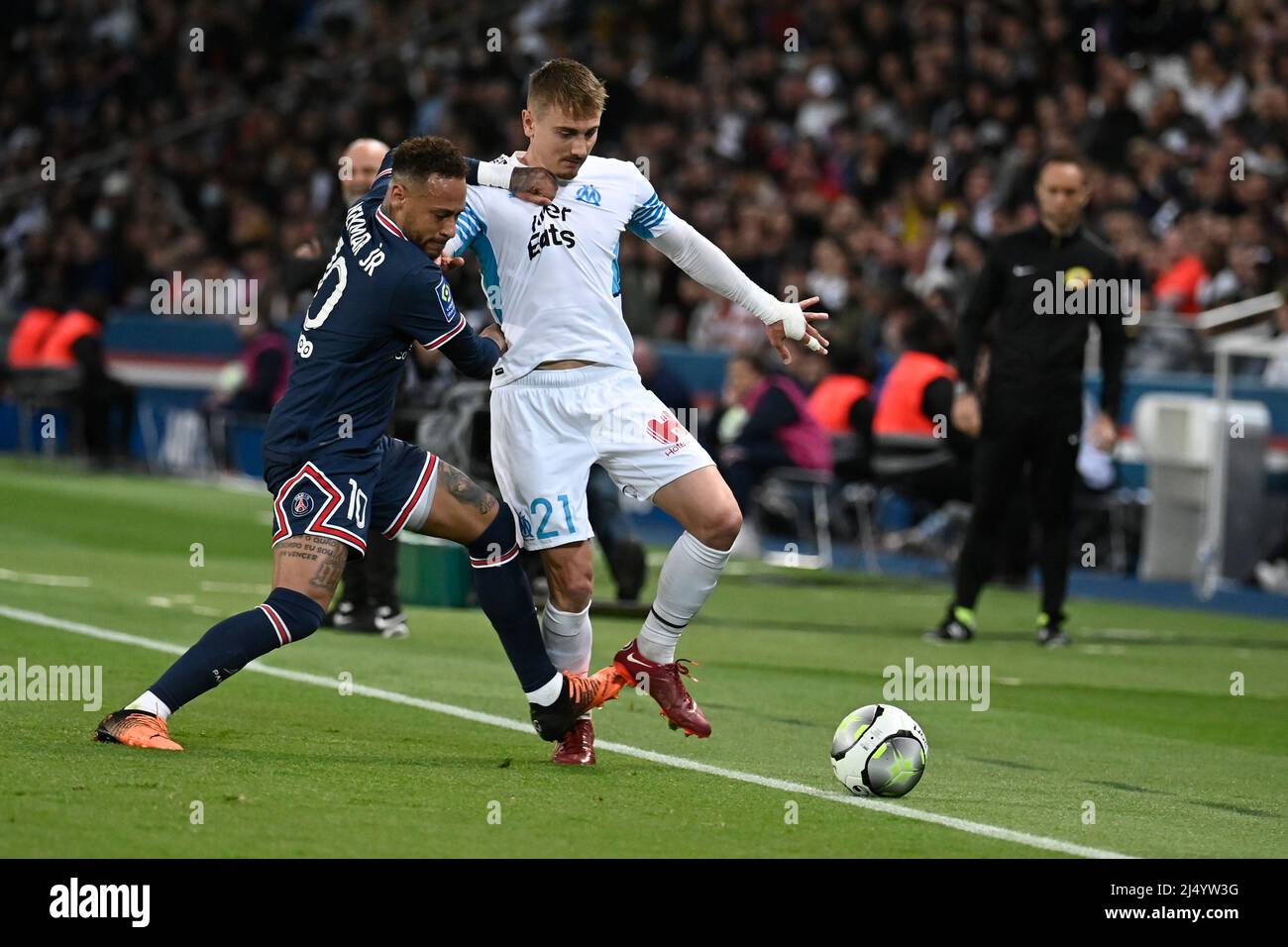 Julien Mattia / le Pictorium - PSG - Olympique de Marseille - 17/4/2022 - France / Ile-de-France (région) / Paris - Neymar Jr pendant le match b Banque D'Images