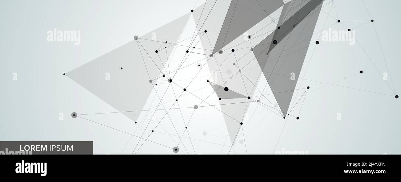 Bannière avec arrière-plan clair et impression de formes connectées. Molécules, points et lignes Illustration de Vecteur