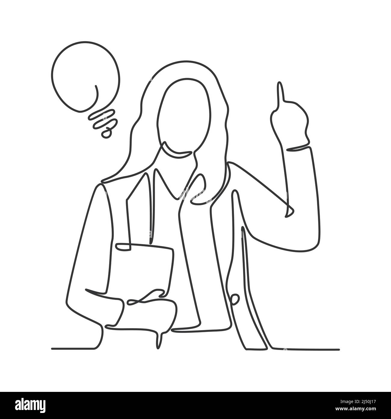 Business Woman Smart Idea Light concept dessin de ligne continue Illustration Illustration de Vecteur