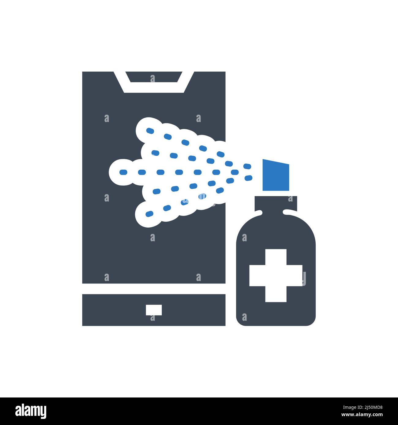 Icône de glyphe vecteur lié à la désinfection du smartphone Illustration de Vecteur