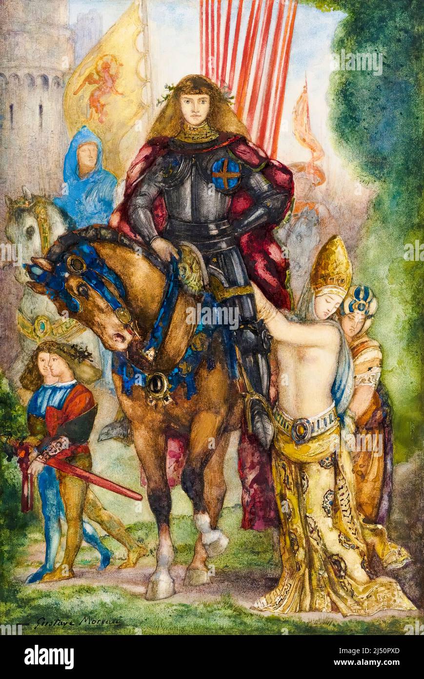 Gustave Moreau, Maître et captifs, peinture à l'aquarelle et gouache sur papier, 1878-1880 Banque D'Images