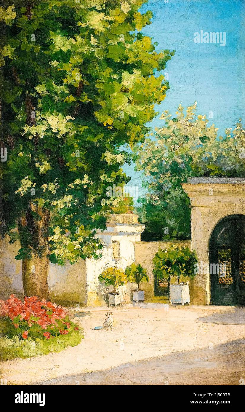 Gustave Caillebotte, Yerres: De l'Exedra, le porche de la Maison de famille, peinture à l'huile sur toile, vers 1875 Banque D'Images