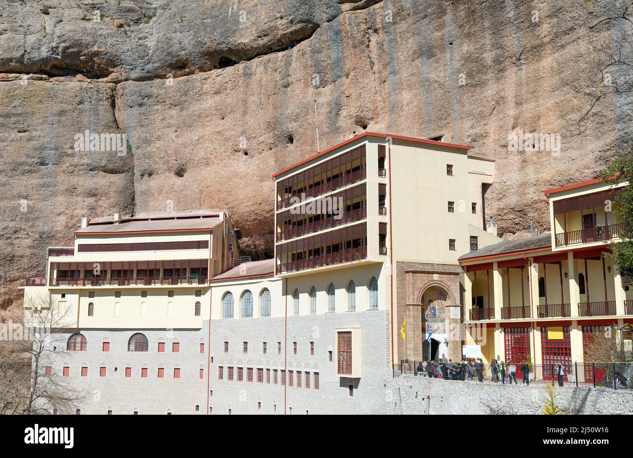 Monastère de Mega Spilaio, Péloponnèse, Grèce. Banque D'Images