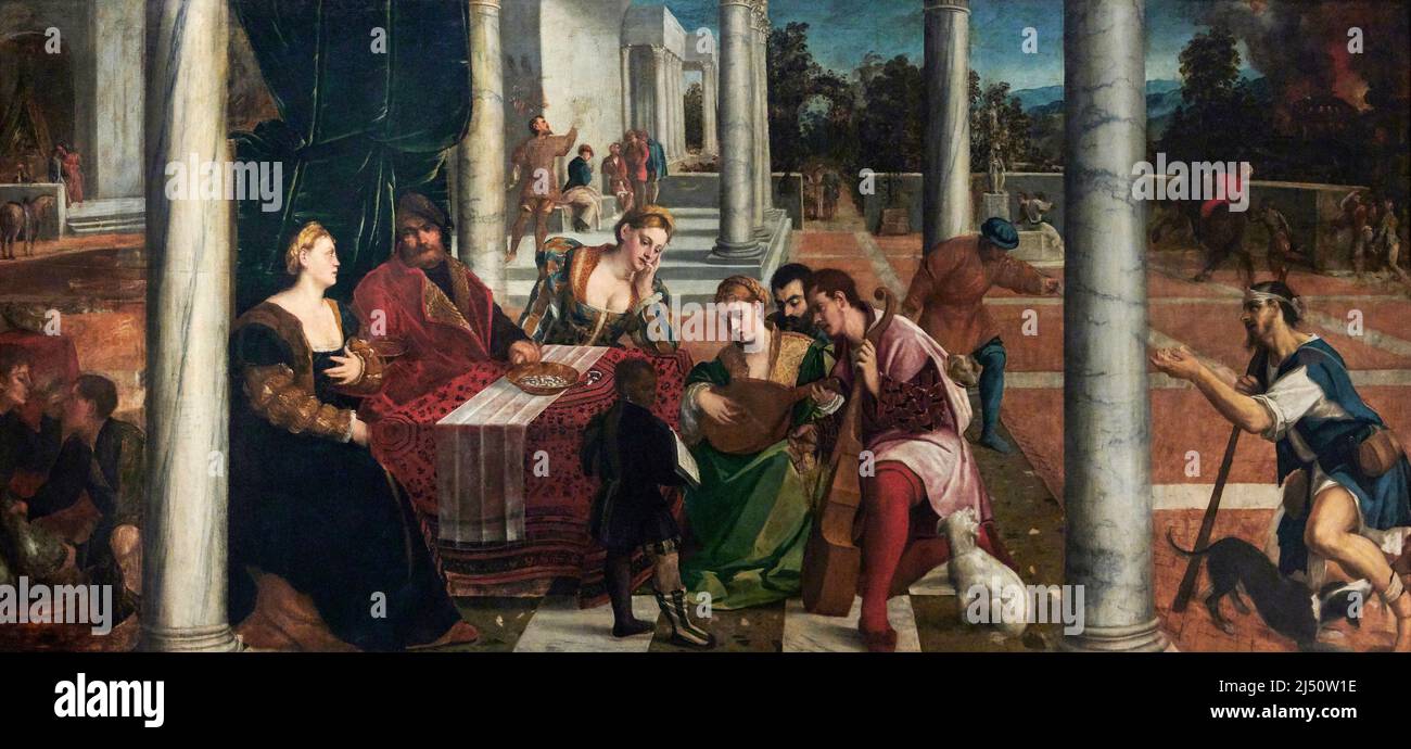 Il ricco Epulone - olio su tela - Bonifacio de’ Pitati detto Bonifacio Veronese - 1540 - Venezia, Gallerie dell' Accademia Banque D'Images