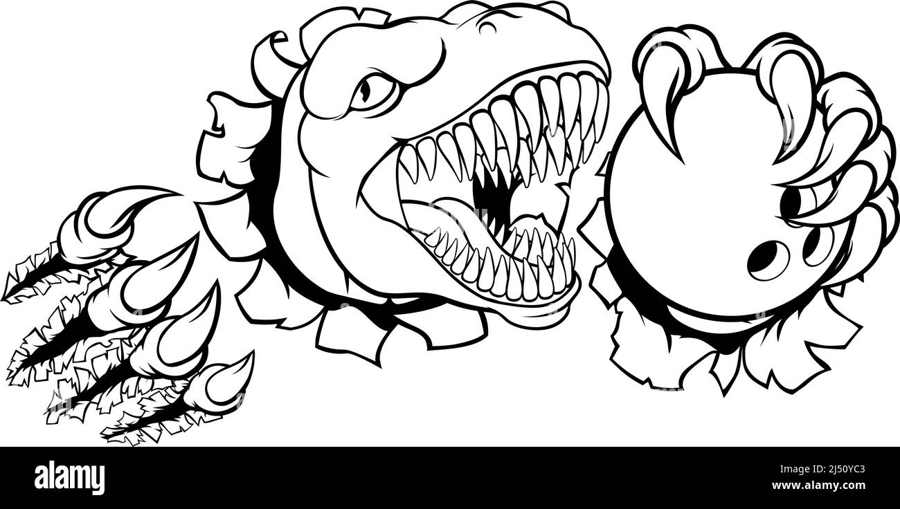 Bowling de dinosaures animal mascotte joueur Sports Illustration de Vecteur