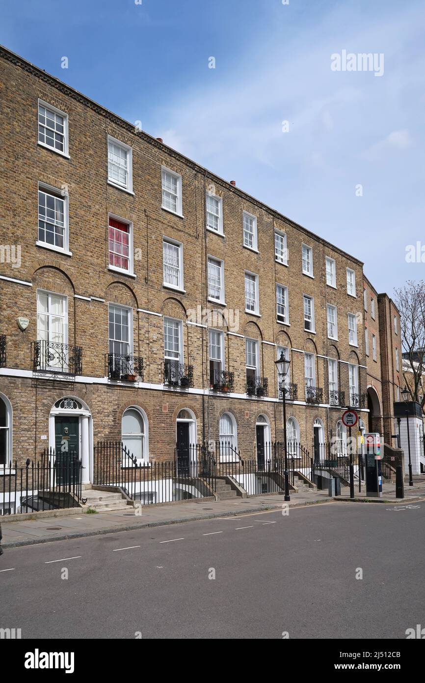 Maisons géorgiennes en terrasse sur Chadwell Street, Islington, Londres, Royaume-Uni. Propriétés répertoriées de catégorie II. Banque D'Images