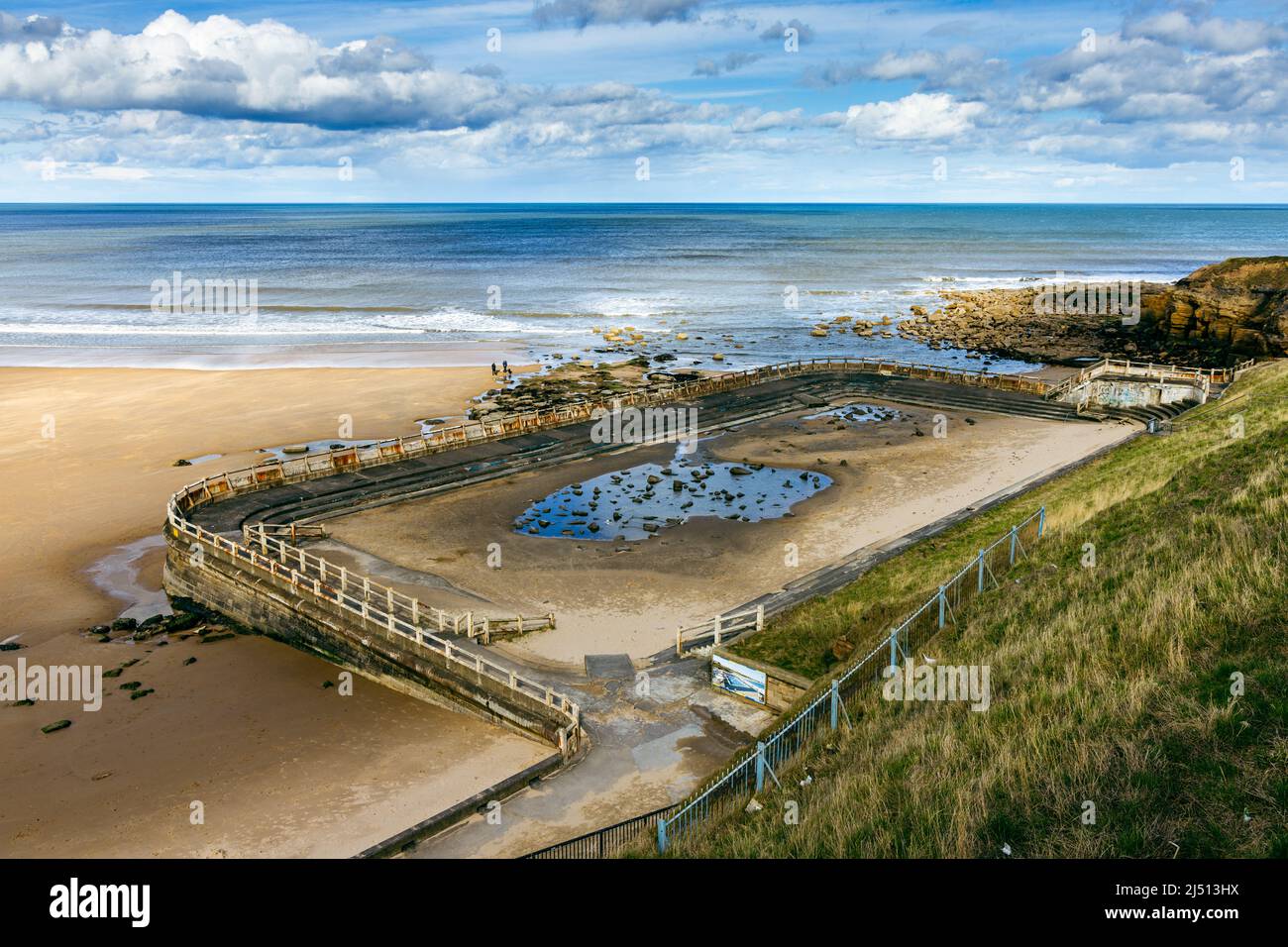 L'ancienne piscine à marée sur la plage de long Sands à Tynemouth, Tyne and Wear, Angleterre, Royaume-Uni Banque D'Images