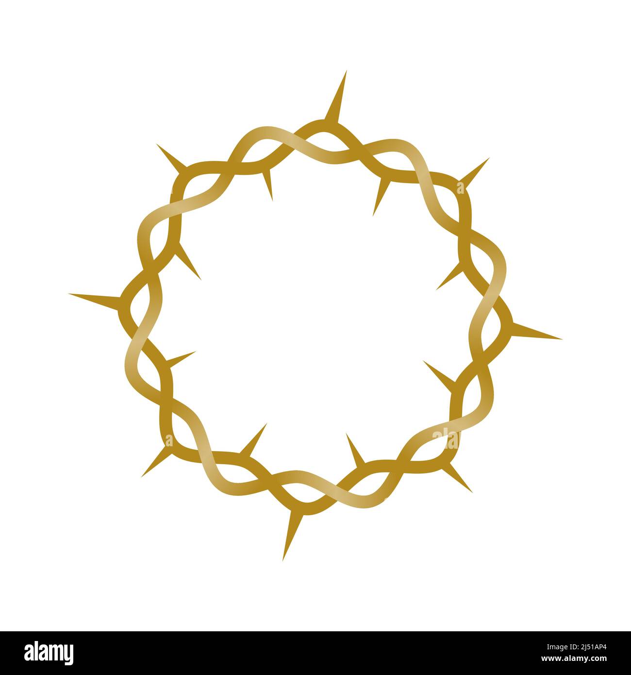 Icône couronne d'épines. Dégradé de couleur dorée. Inspiration de la semaine Sainte. Illustration vectorielle, conception plate Illustration de Vecteur