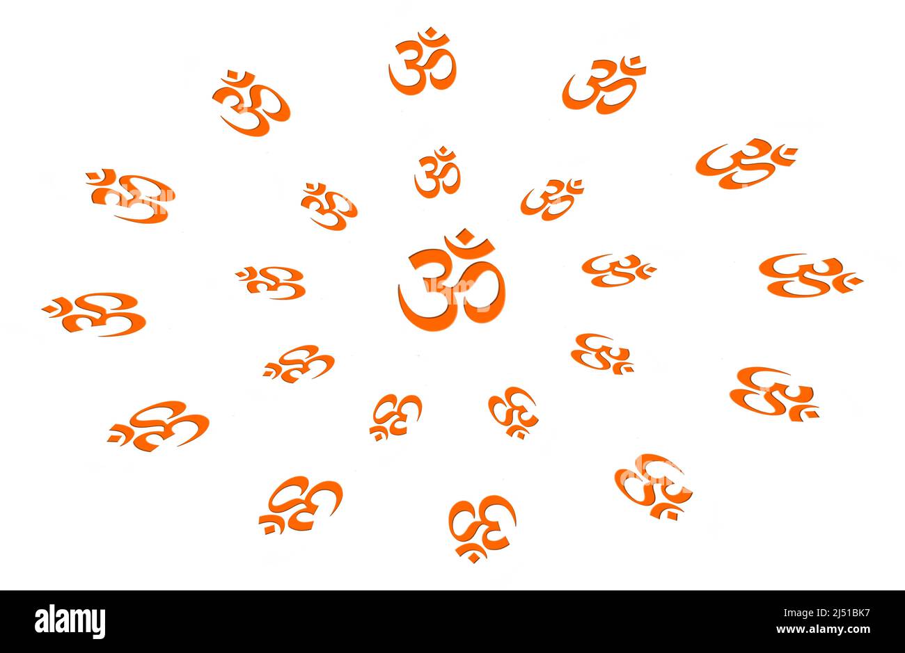 Belle lumière OM / Aum avec des rayons d'om avec fond blanc pour le mur des temples, les maisons et pour les travaux d'intérieur Banque D'Images