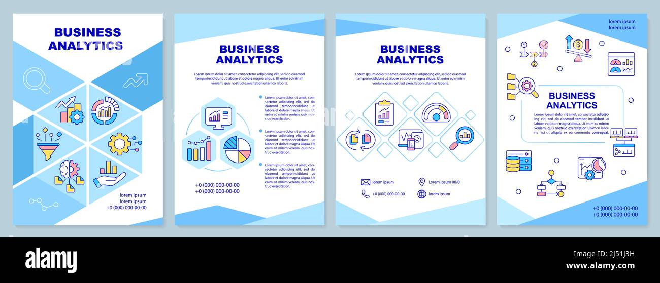Modèle de brochure bleu sur l'analyse des affaires Illustration de Vecteur