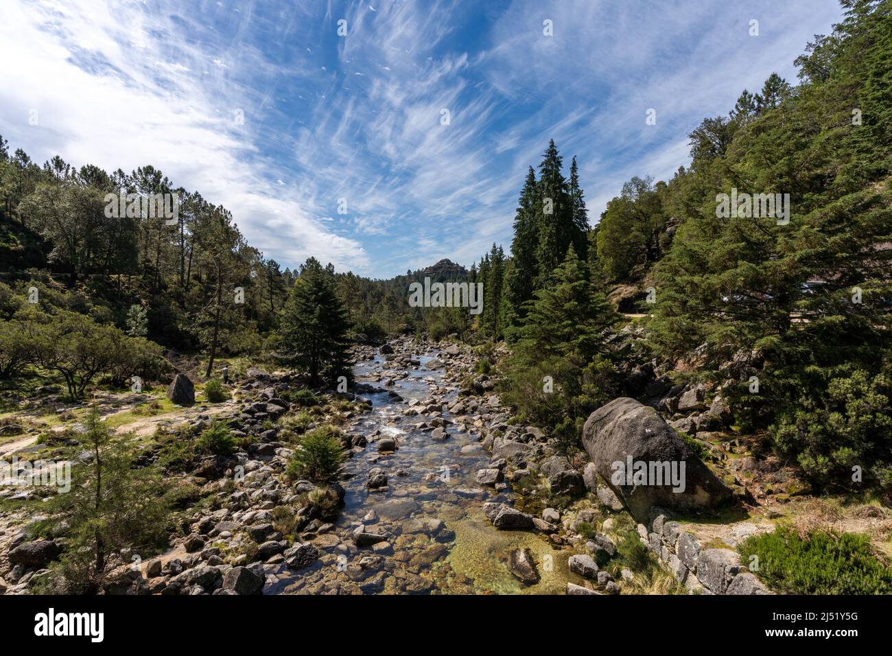 Vue sur la rivière Arado et la forêt dans le parc national de Peneda-Geres au Portugal Banque D'Images