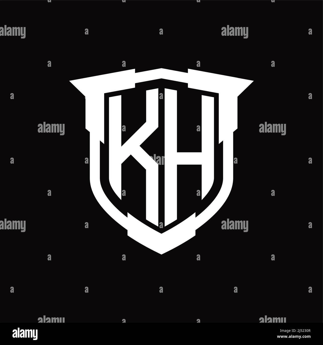 Logo KH lettre monogramme avec modèle de forme de bouclier Illustration de Vecteur