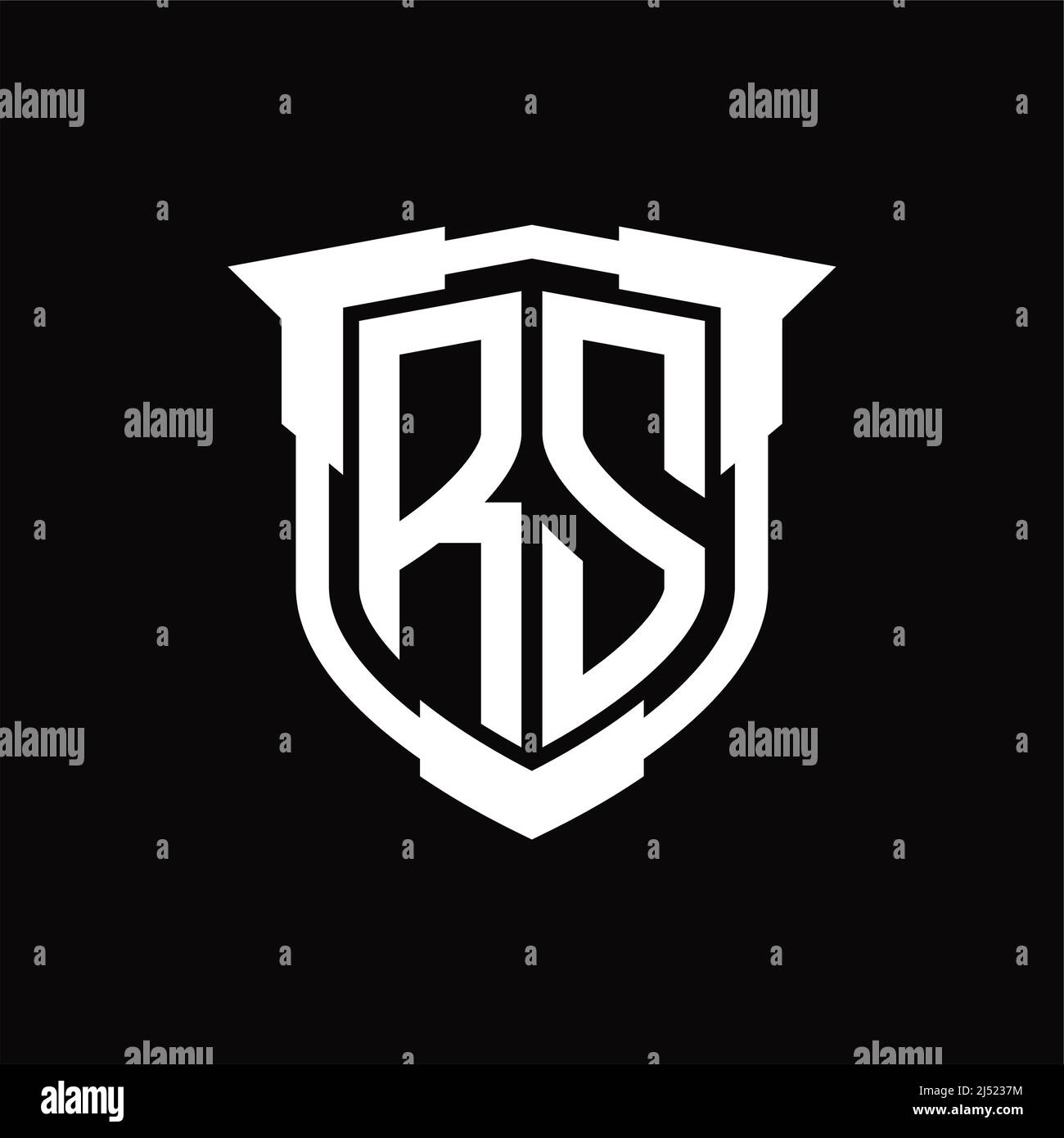 Logo RS lettre monogramme avec modèle de forme de bouclier Illustration de Vecteur