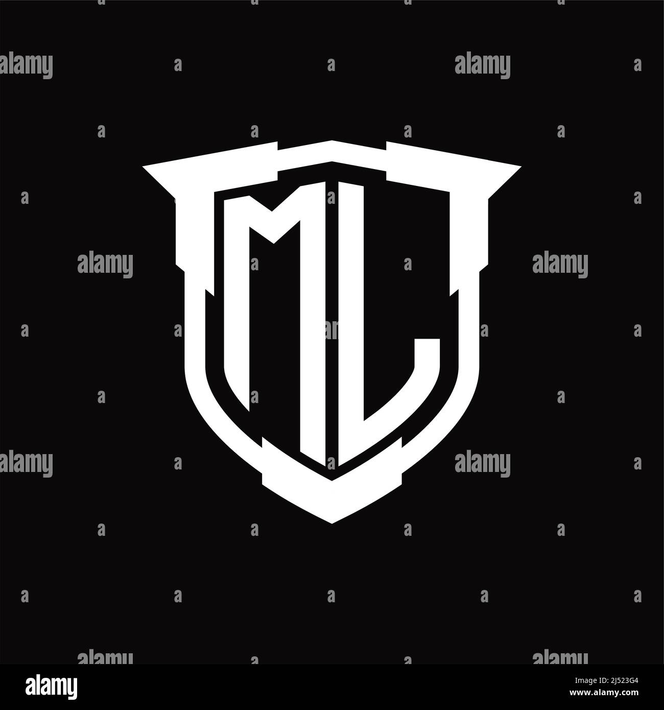 LOGO ML lettre monogramme avec modèle de forme de bouclier Illustration de Vecteur