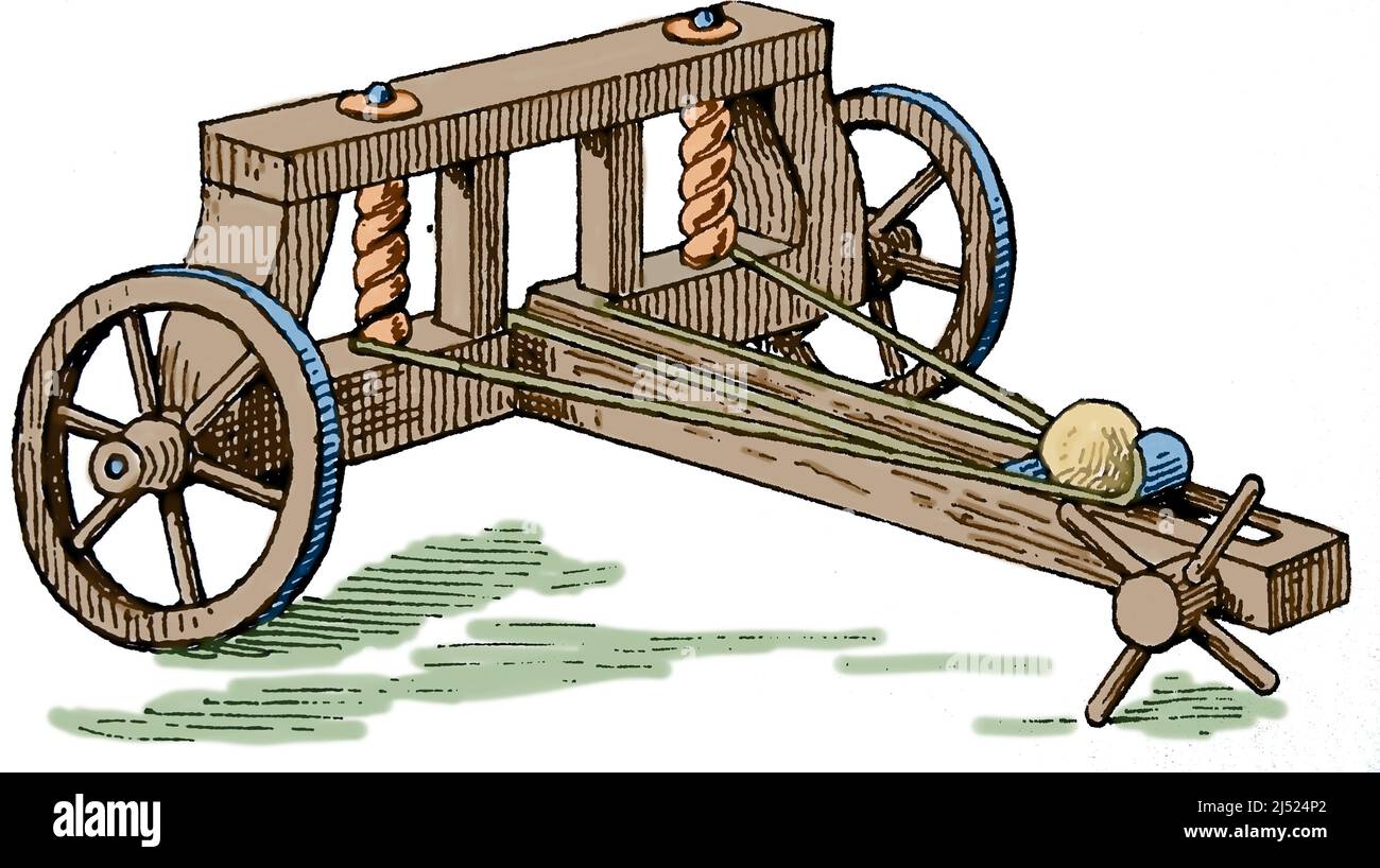 Catapulte. Gravure, 19th siècle. Banque D'Images