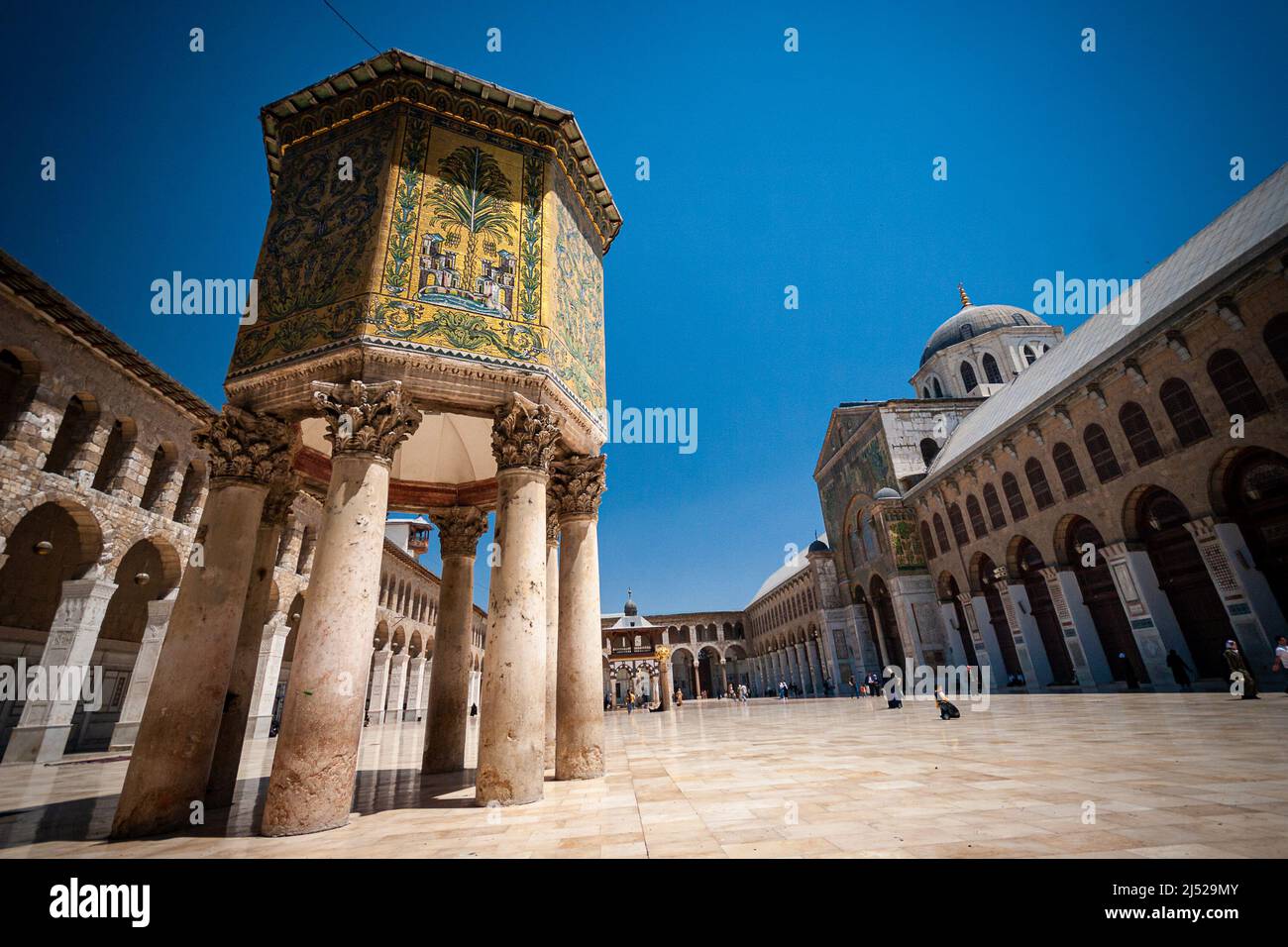 Vues générales sur la mosquée Omeyyade, Damas, Syrie Banque D'Images