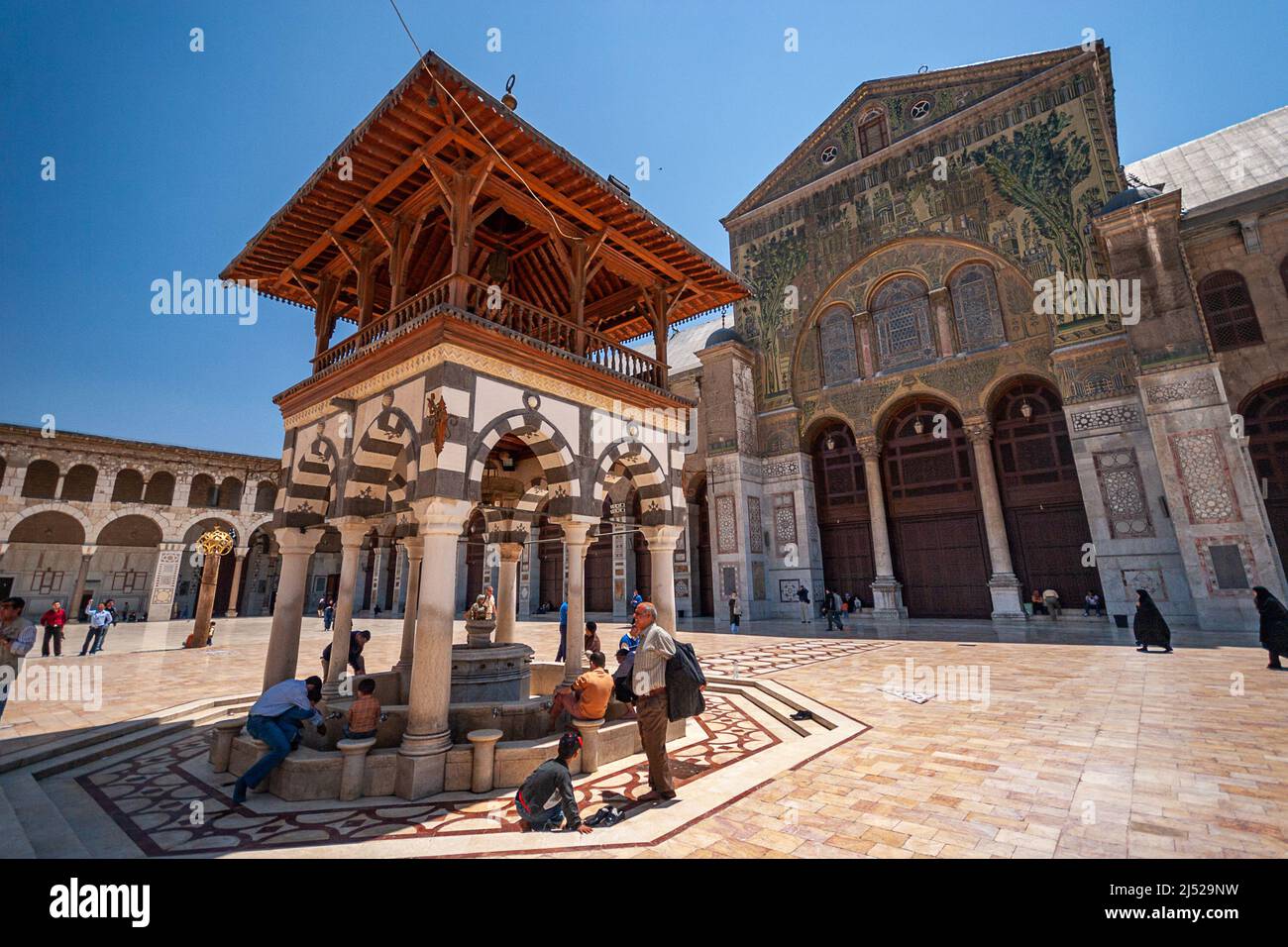 Vues générales sur la mosquée Omeyyade, Damas, Syrie Banque D'Images