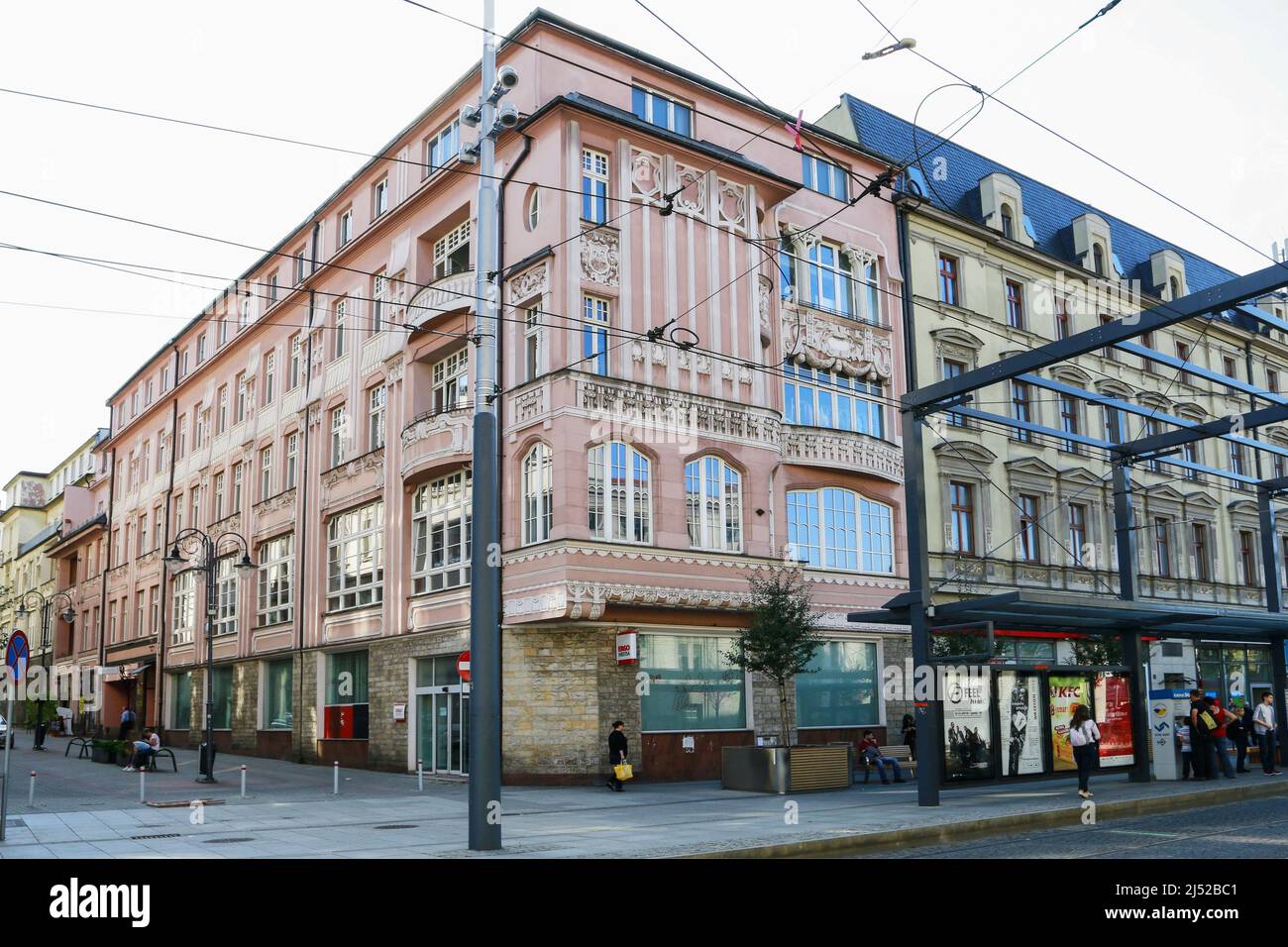 Une maison historique et restaurée de style Art nouveau à Katowice. Banque D'Images